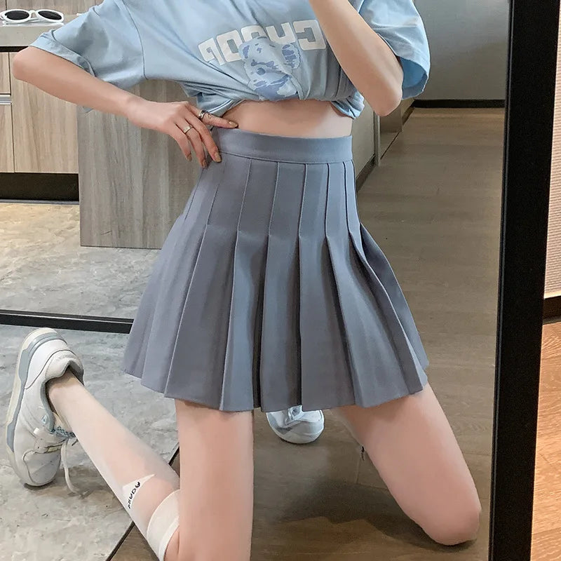 Women's Pleated Mini Skirt – High Waist, Zipper, Summer, JK Dancing Style, Fashion Student A-Line