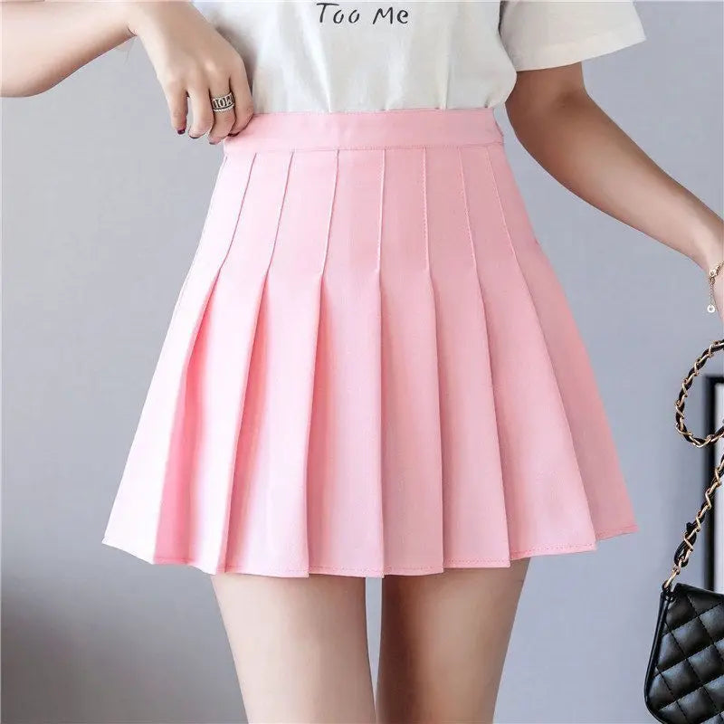 Women's Pleated Mini Skirt – High Waist, Zipper, Summer, JK Dancing Style, Fashion Student A-Line