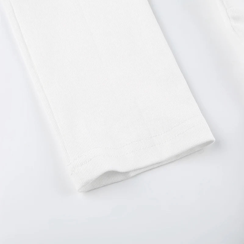 Rockmore Lace Stitching Kawaii T-Shirt – Slim Fit, Long Sleeve, Square Collar, Casual Spring/Autumn Pullover