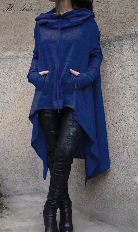 Fashion Trend Long Hoodie – European Style, Solid Color, Casual & Stylish