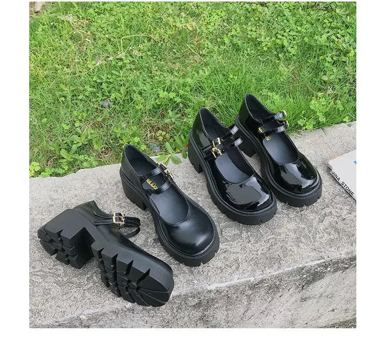 Shoes on Heels – Women's Mary Janes Platform Shoes, Vintage College Style Lolita High Heels