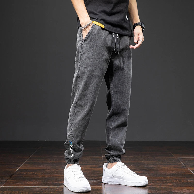 Cargo Jeans Men – Streetwear Denim Jogger Pants, Baggy Harem Style, Plus Size, Ideal for Spring and Summer