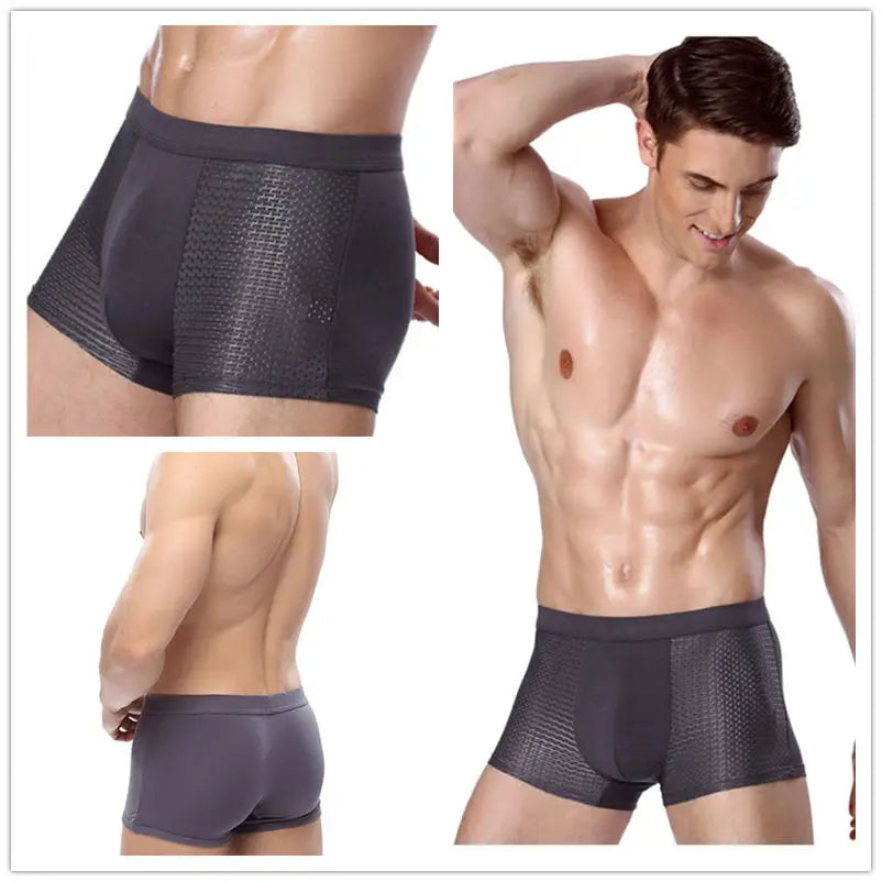 4PCS Lot Men's Boxers – Bamboo Fiber, Breathable Hole Design, Large Size, Comfortable Underwear Shorts