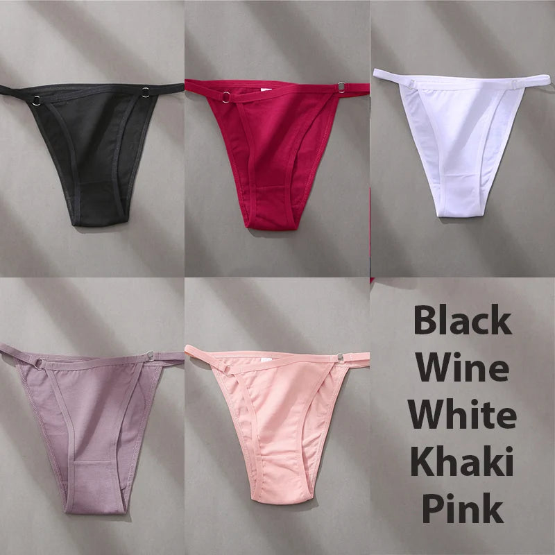 5PCS Set Sexy Cotton Panties – Women's Lingerie, Soft Underwear, Hoop Design Waistband, Briefs, Intimate Bikini Style