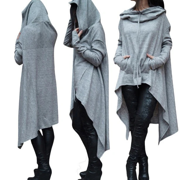 Fashion Trend Long Hoodie – European Style, Solid Color, Casual & Stylish
