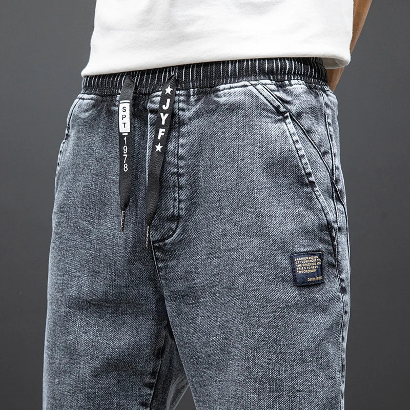 Cargo Jeans Men – Streetwear Denim Jogger Pants, Baggy Harem Style, Plus Size, Ideal for Spring and Summer