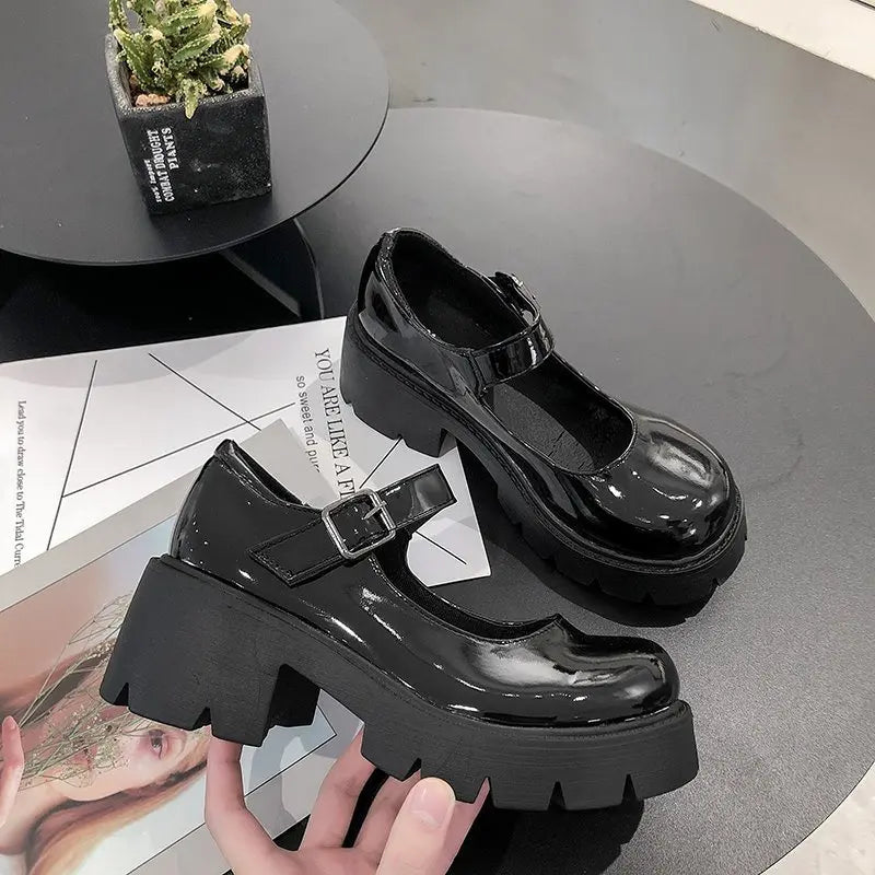 Shoes on Heels – Women's Mary Janes Platform Shoes, Vintage College Style Lolita High Heels