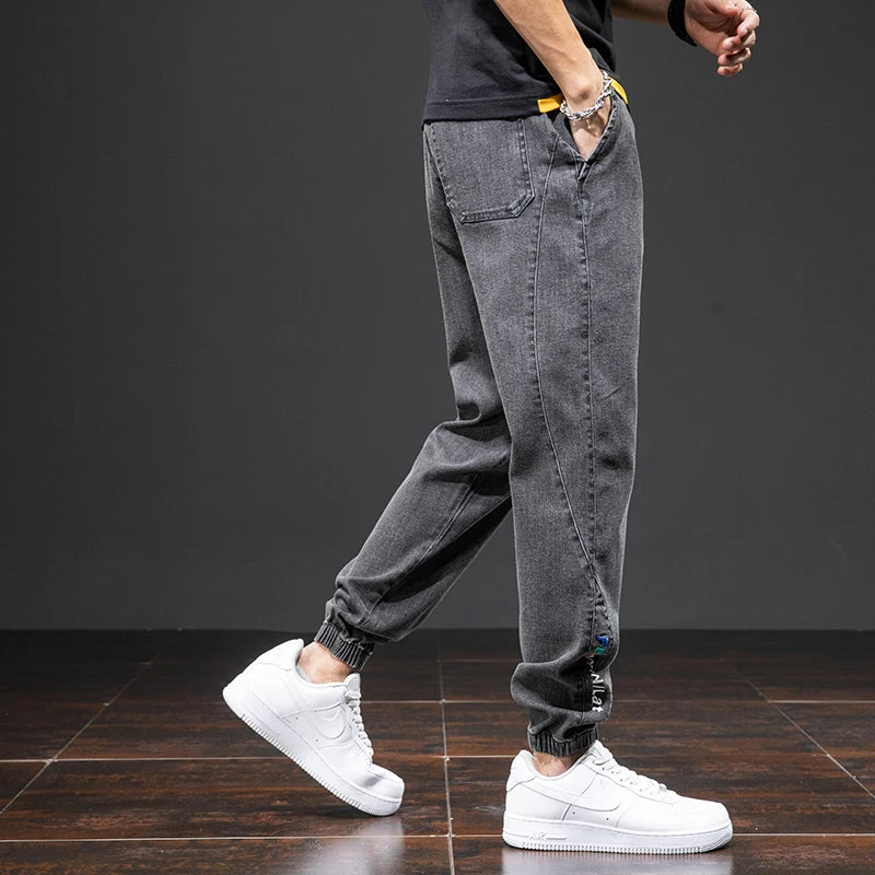 Cargo Jeans Men – Streetwear Denim Jogger Pants, Baggy Harem Style, Plus Size, Ideal for Spring and Summer