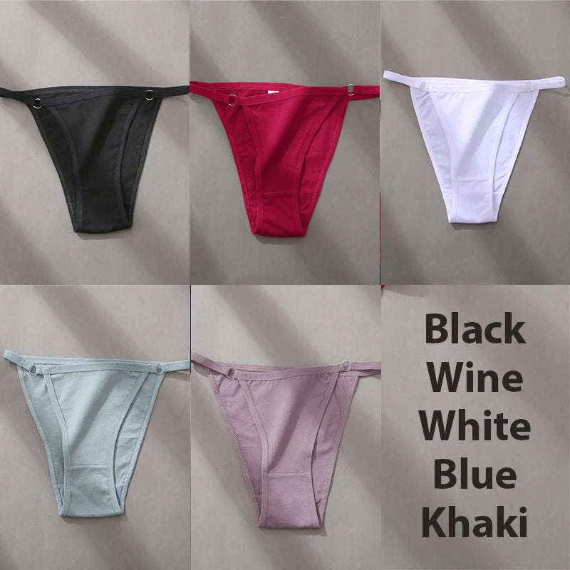 5PCS Set Sexy Cotton Panties – Women's Lingerie, Soft Underwear, Hoop Design Waistband, Briefs, Intimate Bikini Style
