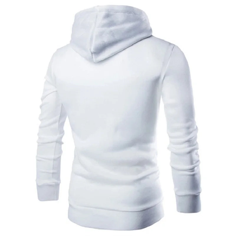 Men's Long Sleeve Zipper Hoodie – High Neck Pullover Sweatshirt, Casual Jacket Coat