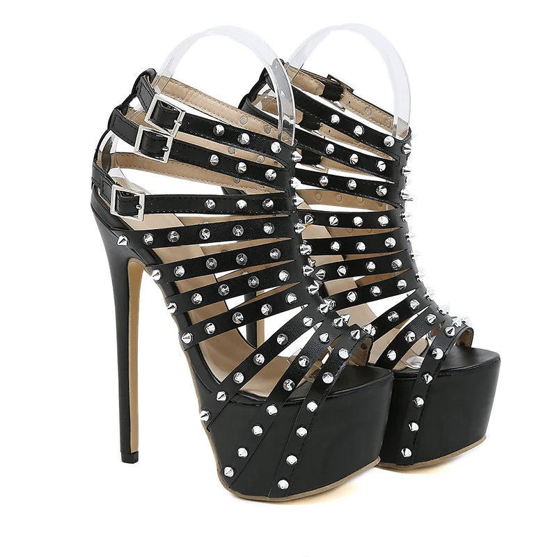 Summer Platform High Heels – Women's Sexy Peep Toe Sandals, Fashion Rivet Pumps for Party & Pole Dance