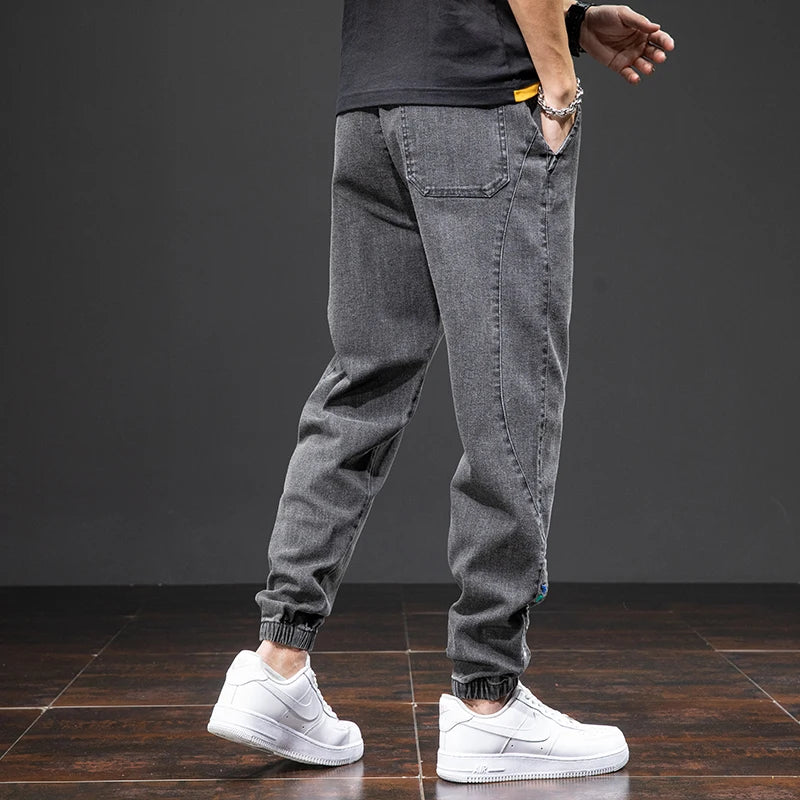 Cargo Jeans Men – Streetwear Denim Jogger Pants, Baggy Harem Style, Plus Size, Ideal for Spring and Summer