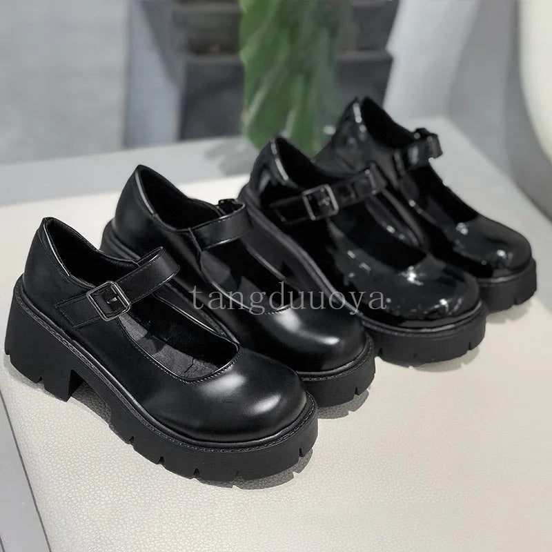 Shoes on Heels – Women's Mary Janes Platform Shoes, Vintage College Style Lolita High Heels