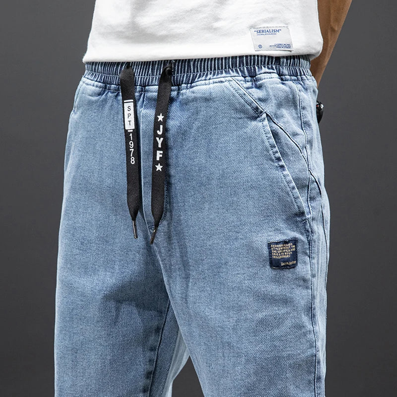 Cargo Jeans Men – Streetwear Denim Jogger Pants, Baggy Harem Style, Plus Size, Ideal for Spring and Summer