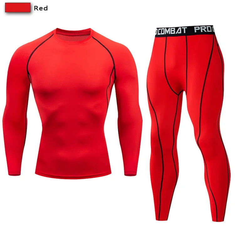 2PCS Men's Compression Sportswear – Gym Tight Yoga Set, Workout Jogging MMA Fitness Tracksuit Pants