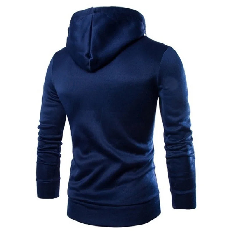 Men's Long Sleeve Zipper Hoodie – High Neck Pullover Sweatshirt, Casual Jacket Coat