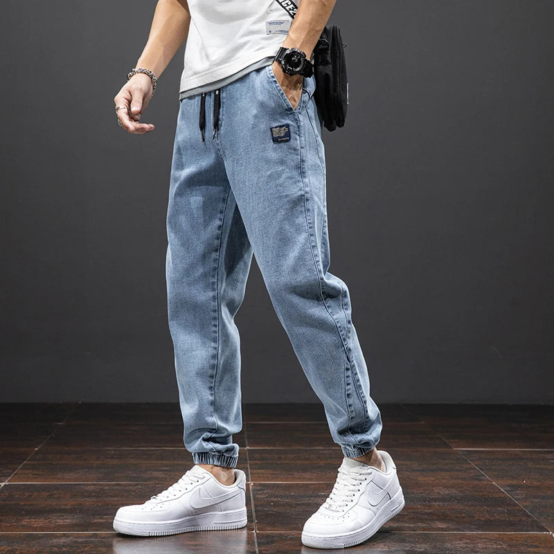 Cargo Jeans Men – Streetwear Denim Jogger Pants, Baggy Harem Style, Plus Size, Ideal for Spring and Summer