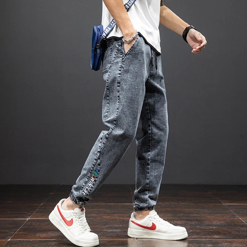 Cargo Jeans Men – Streetwear Denim Jogger Pants, Baggy Harem Style, Plus Size, Ideal for Spring and Summer