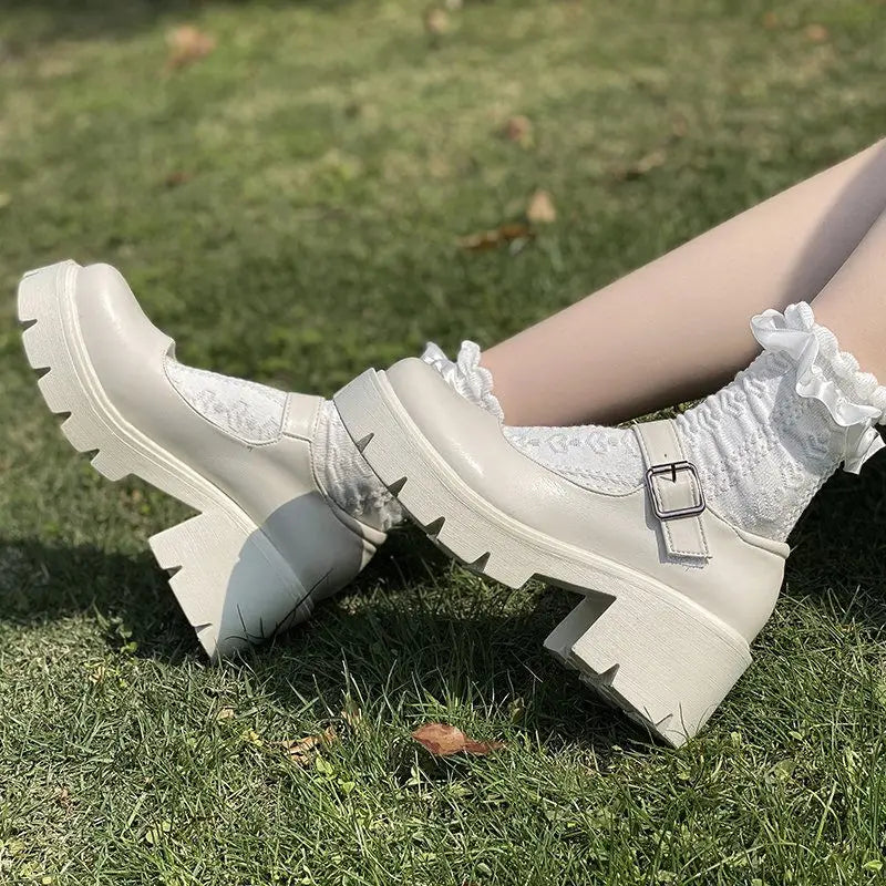 Shoes on Heels – Women's Mary Janes Platform Shoes, Vintage College Style Lolita High Heels