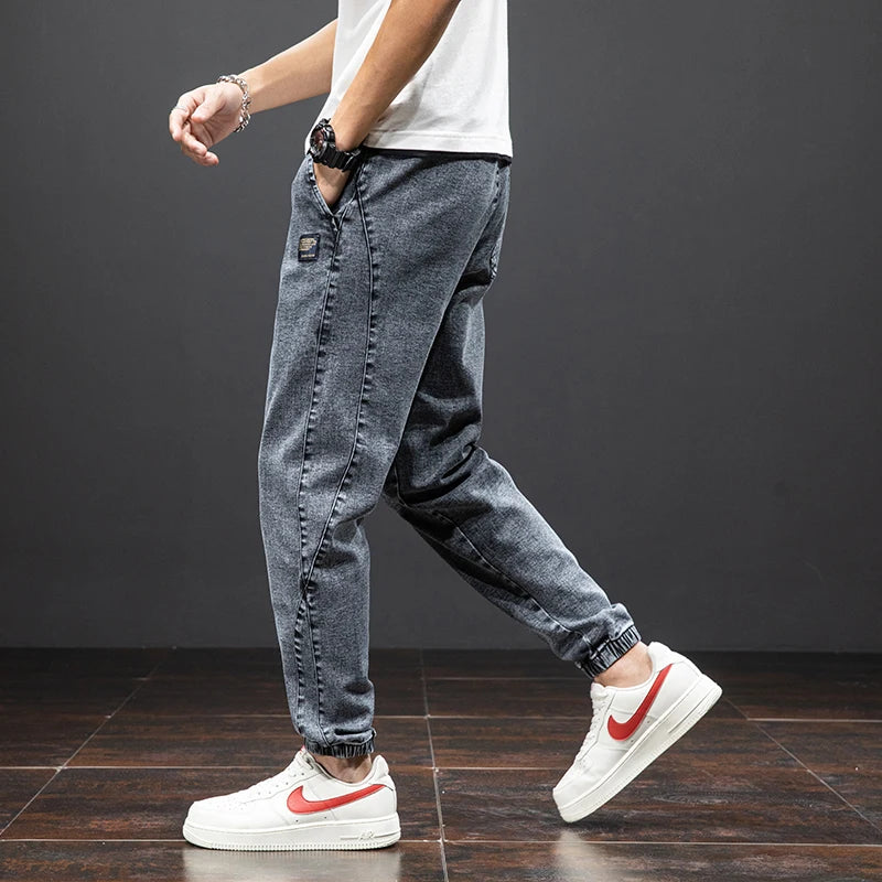 Cargo Jeans Men – Streetwear Denim Jogger Pants, Baggy Harem Style, Plus Size, Ideal for Spring and Summer