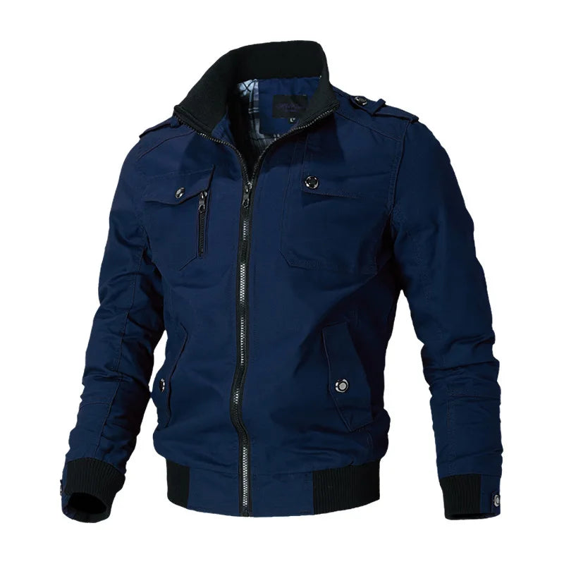 Bomber Jacket Men – Fashion Casual Windbreaker, Solid Color Stand Collar, Slim Fit, Spring and Autumn Outwear for Men