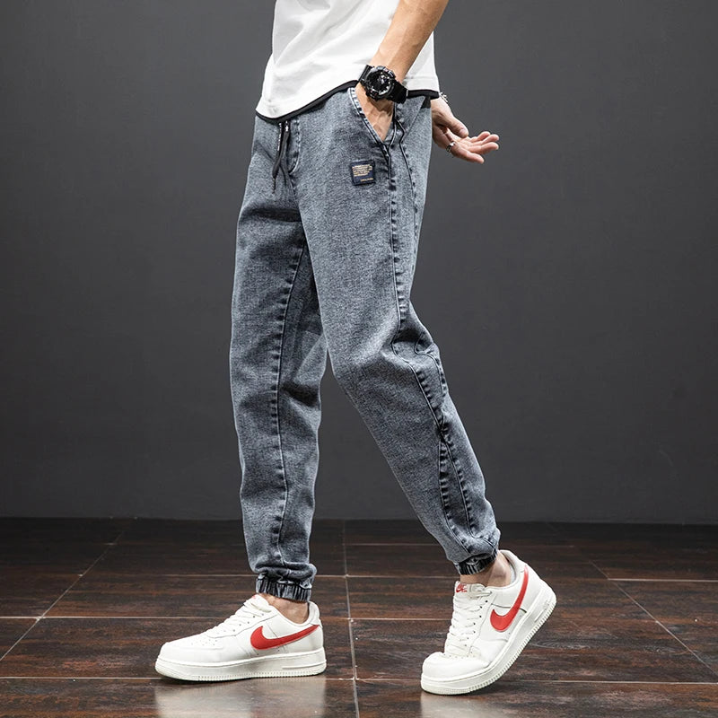 Cargo Jeans Men – Streetwear Denim Jogger Pants, Baggy Harem Style, Plus Size, Ideal for Spring and Summer