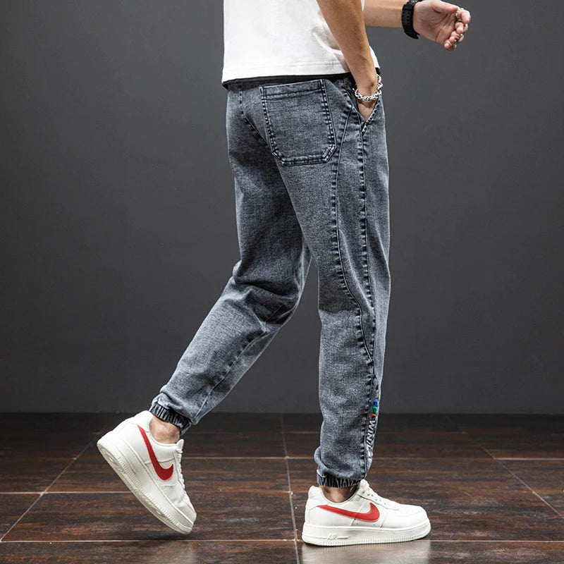 Cargo Jeans Men – Streetwear Denim Jogger Pants, Baggy Harem Style, Plus Size, Ideal for Spring and Summer