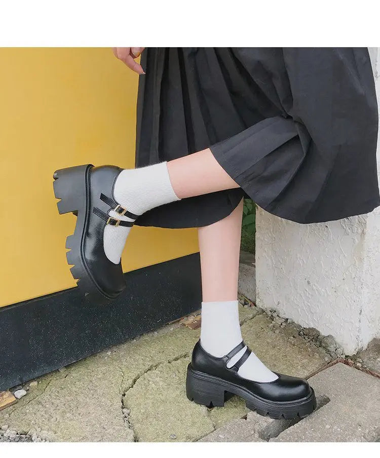 Shoes on Heels – Women's Mary Janes Platform Shoes, Vintage College Style Lolita High Heels
