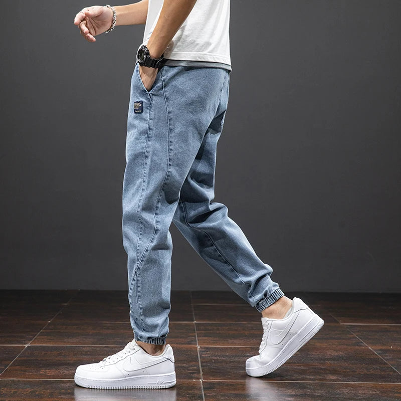 Cargo Jeans Men – Streetwear Denim Jogger Pants, Baggy Harem Style, Plus Size, Ideal for Spring and Summer