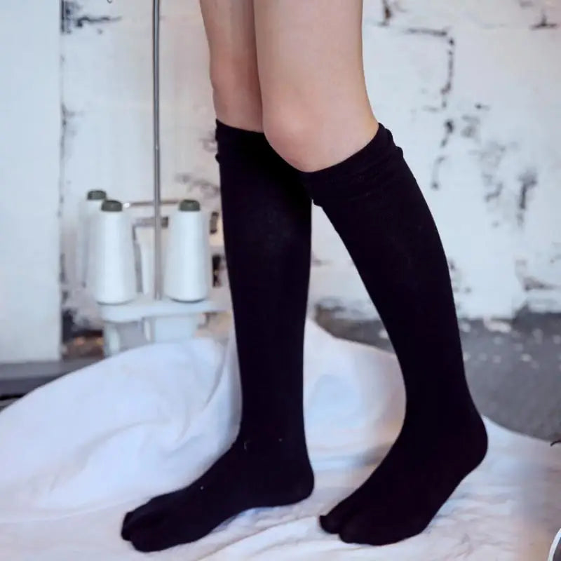 Japanese Kimono Thigh High Socks – Pure Cotton, White, Two-Finger Split Toe, Long/Short Tube, Cosplay Stay-Up Socks