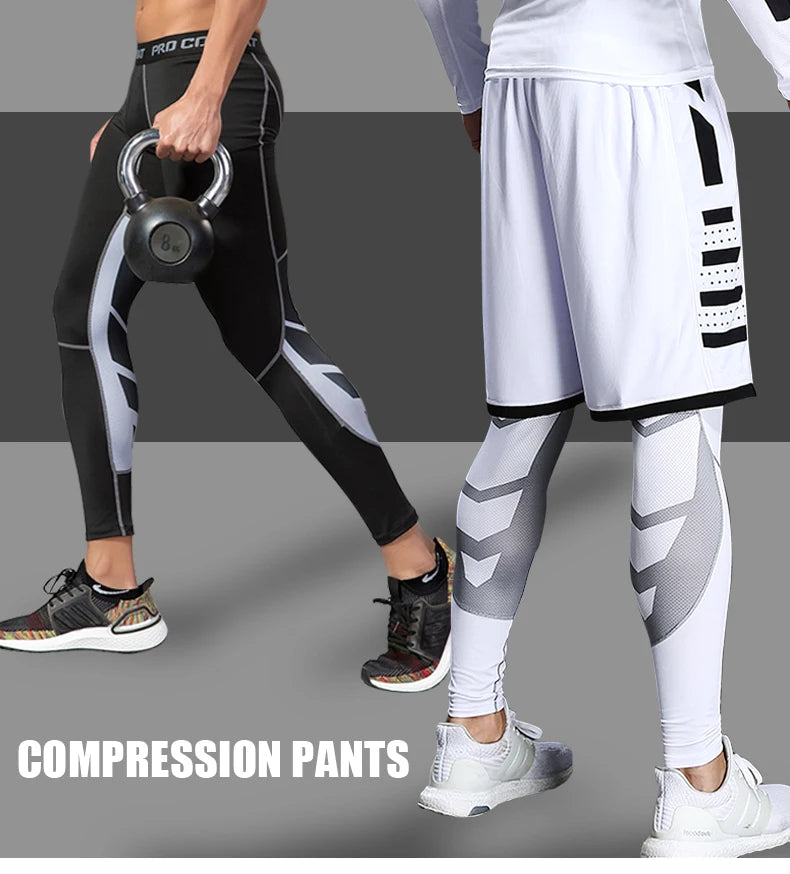 Men's Lycra Compression Pants – Cycling, Running, Basketball, Soccer, Elastic Sweatpants, Fitness Tights, Legging Trousers, Rash Guard