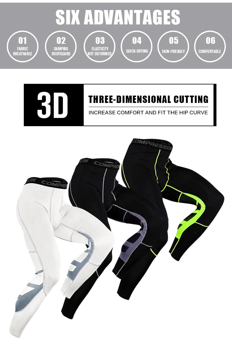 Men's Lycra Compression Pants – Cycling, Running, Basketball, Soccer, Elastic Sweatpants, Fitness Tights, Legging Trousers, Rash Guard