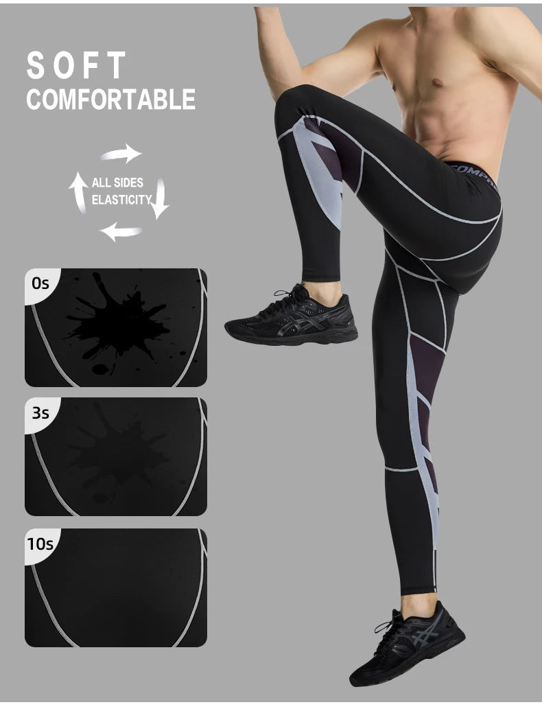 Men's Lycra Compression Pants – Cycling, Running, Basketball, Soccer, Elastic Sweatpants, Fitness Tights, Legging Trousers, Rash Guard
