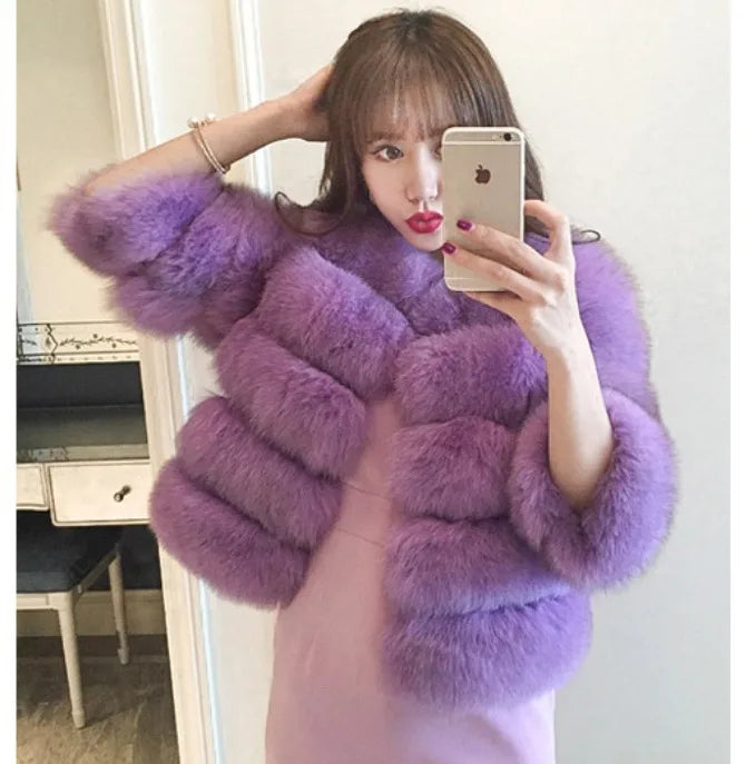 Elegant Faux Mink Fur Coat – Fluffy, Thick, Warm Winter Jacket for Women (S,M,L)