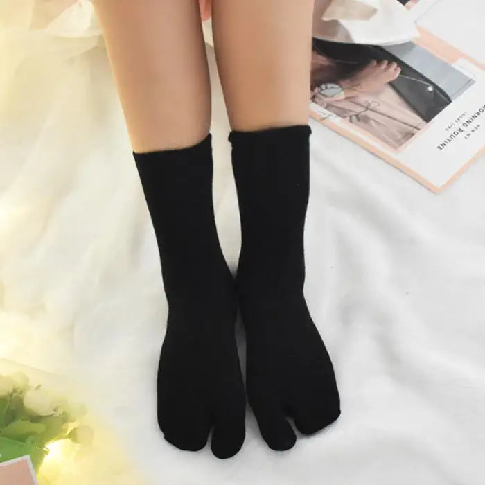 Japanese Kimono Thigh High Socks – Pure Cotton, White, Two-Finger Split Toe, Long/Short Tube, Cosplay Stay-Up Socks