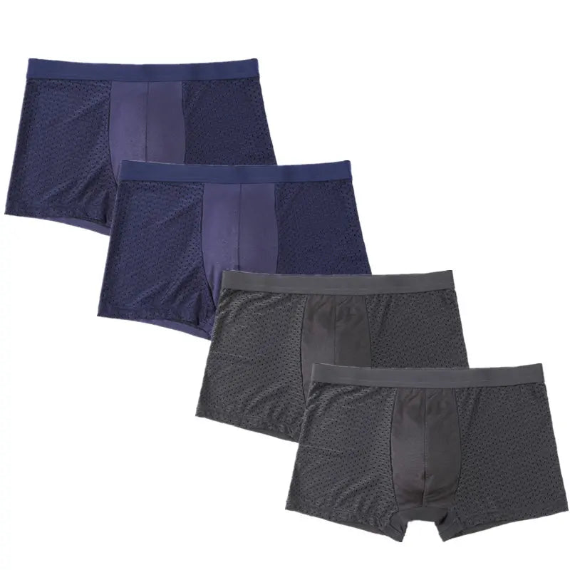 4PCS Lot Men's Boxers – Bamboo Fiber, Breathable Hole Design, Large Size, Comfortable Underwear Shorts