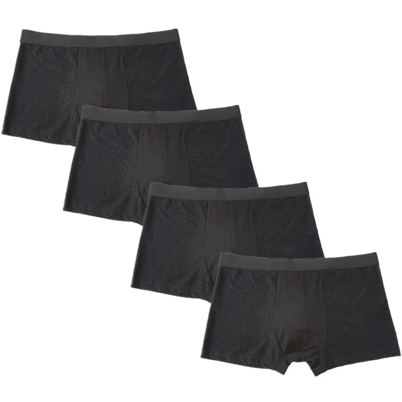 4PCS Lot Men's Boxers – Bamboo Fiber, Breathable Hole Design, Large Size, Comfortable Underwear Shorts