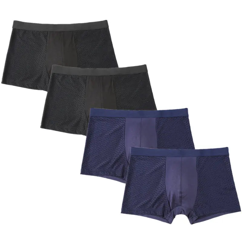 4PCS Lot Men's Boxers – Bamboo Fiber, Breathable Hole Design, Large Size, Comfortable Underwear Shorts