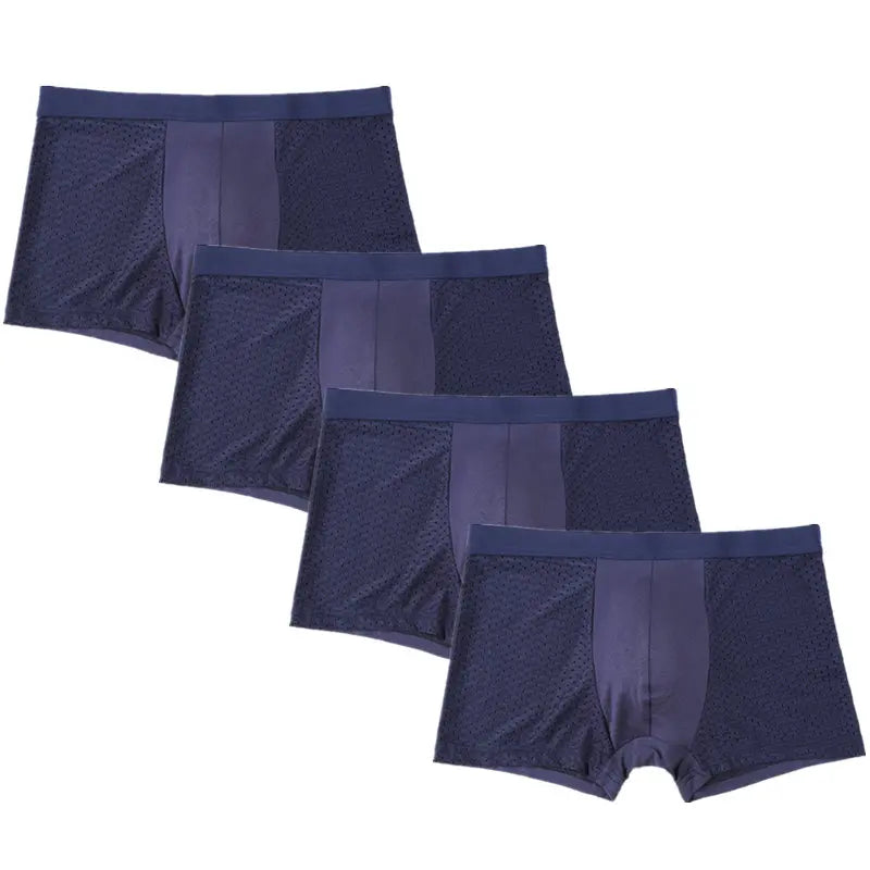 4PCS Lot Men's Boxers – Bamboo Fiber, Breathable Hole Design, Large Size, Comfortable Underwear Shorts