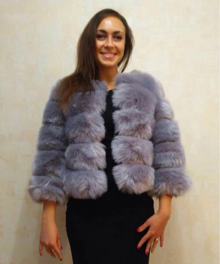 Elegant Faux Mink Fur Coat – Fluffy, Thick, Warm Winter Jacket for Women (S,M,L)