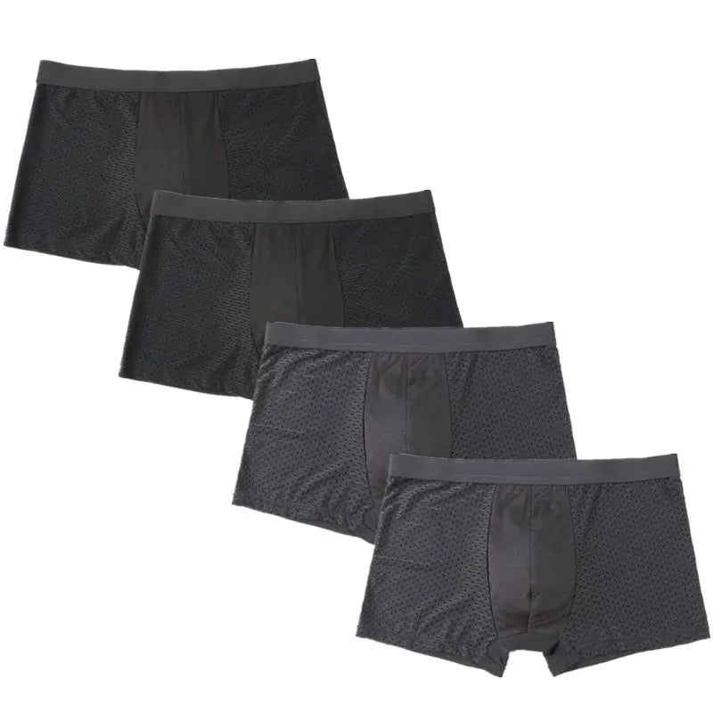 4PCS Lot Men's Boxers – Bamboo Fiber, Breathable Hole Design, Large Size, Comfortable Underwear Shorts