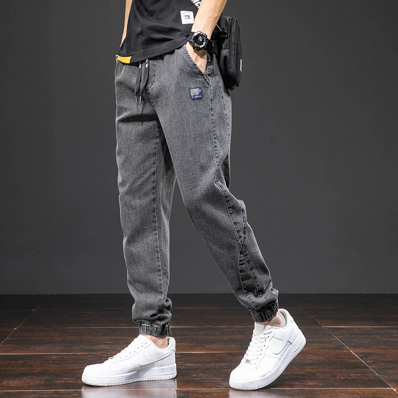 Cargo Jeans Men – Streetwear Denim Jogger Pants, Baggy Harem Style, Plus Size, Ideal for Spring and Summer