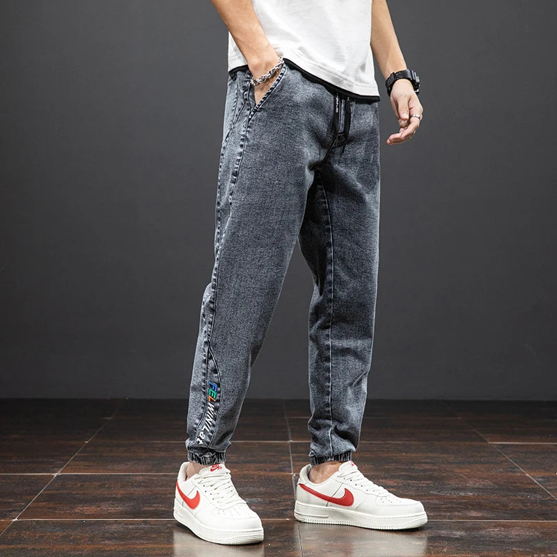 Cargo Jeans Men – Streetwear Denim Jogger Pants, Baggy Harem Style, Plus Size, Ideal for Spring and Summer
