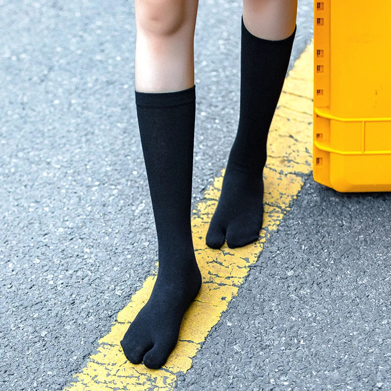 Japanese Kimono Thigh High Socks – Pure Cotton, White, Two-Finger Split Toe, Long/Short Tube, Cosplay Stay-Up Socks