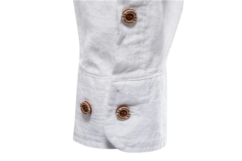 100% Cotton Social Shirt For Men – Solid Color, Long Sleeve, High Quality Brand, Spring Stand Collar, Casual Style