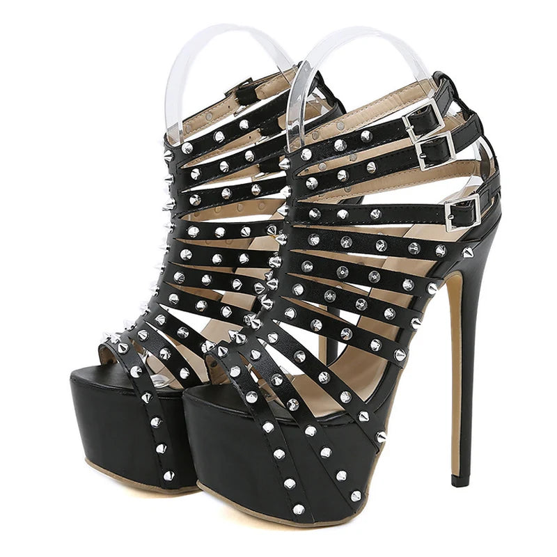 Summer Platform High Heels – Women's Sexy Peep Toe Sandals, Fashion Rivet Pumps for Party & Pole Dance