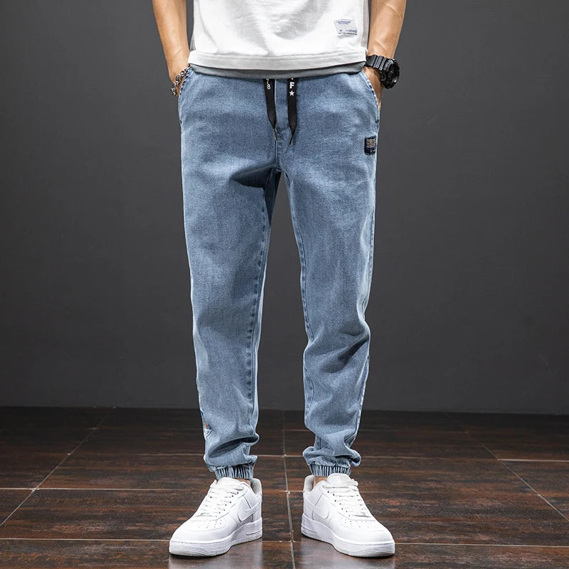 Cargo Jeans Men – Streetwear Denim Jogger Pants, Baggy Harem Style, Plus Size, Ideal for Spring and Summer