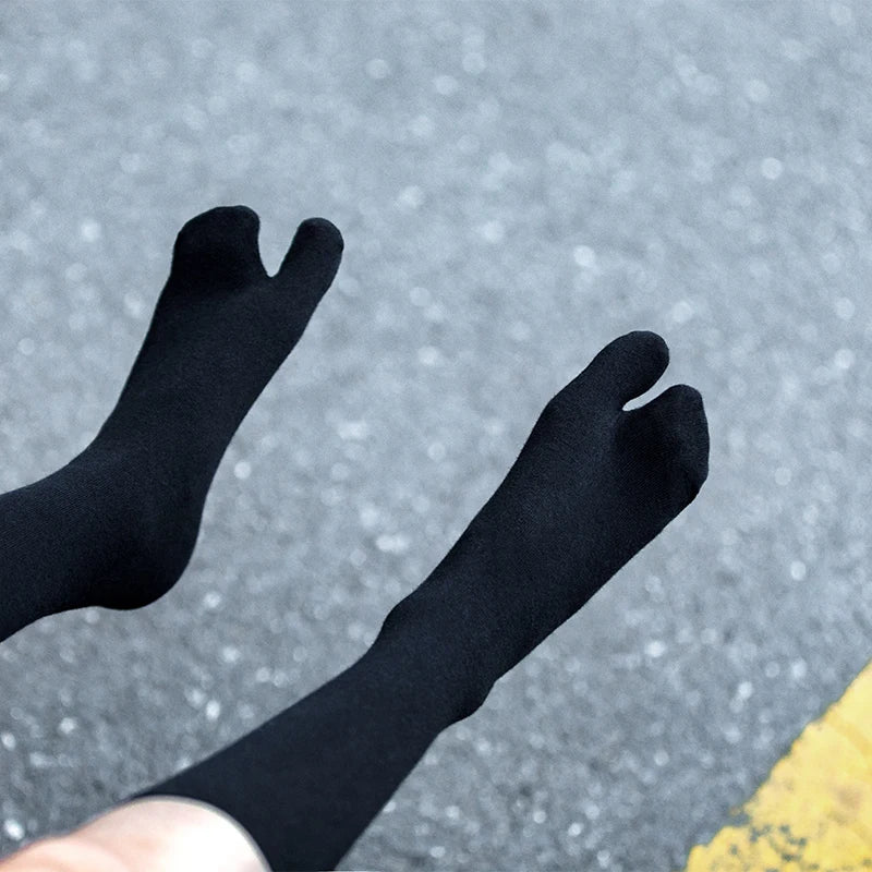 Japanese Kimono Thigh High Socks – Pure Cotton, White, Two-Finger Split Toe, Long/Short Tube, Cosplay Stay-Up Socks
