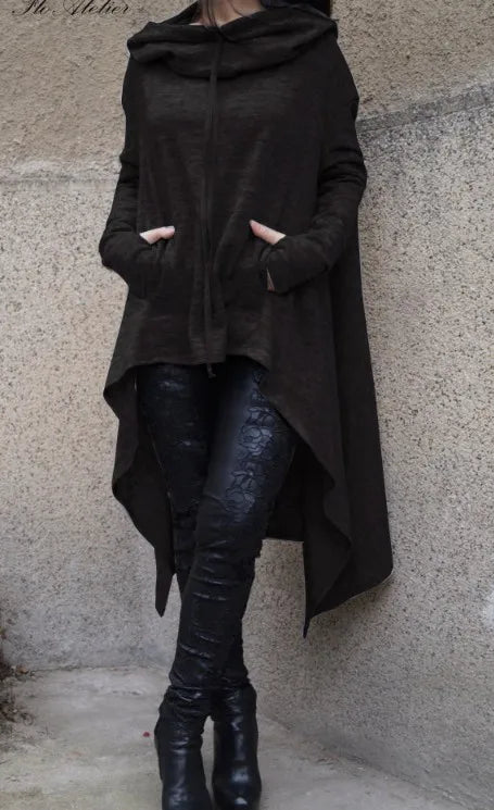 Fashion Trend Long Hoodie – European Style, Solid Color, Casual & Stylish