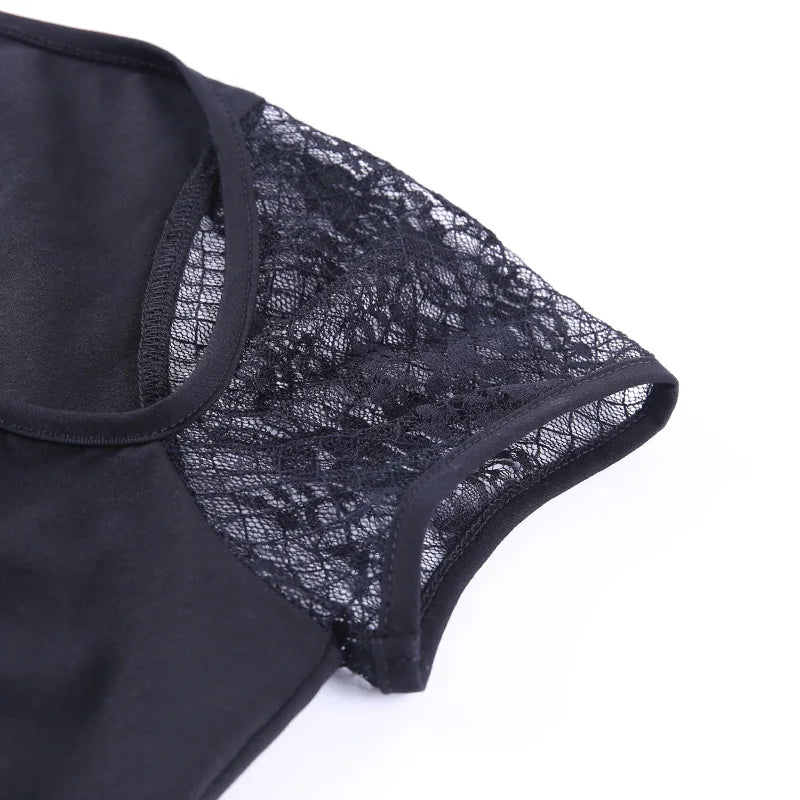 Vintage Goth T-Shirt – Bodycon, Bandage Lace, Black Mesh, Sexy Gothic Streetwear for Women